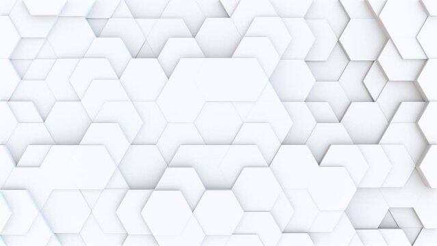 Abstract white hexagon waves animation background in a seamless loop