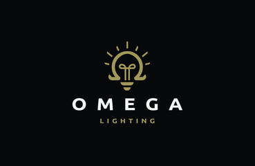 Omega bulb logo icon design template flat vector - obrazy, fototapety, plakaty