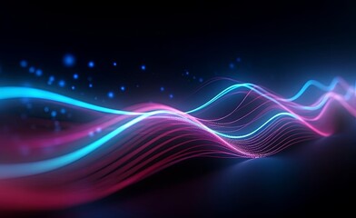 Fototapeta na wymiar abstract futuristic background with pink blue green glowing neon moving high speed wave lines and bokeh lights. Data transfer concept Fantastic wallpaper, Generative AI