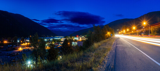 town in the mountains at night