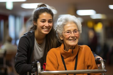 The assistant guides a patient through adaptive exercises. AI generated