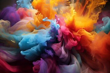 Generative ai collage image picture of colorful dust smoke explosion