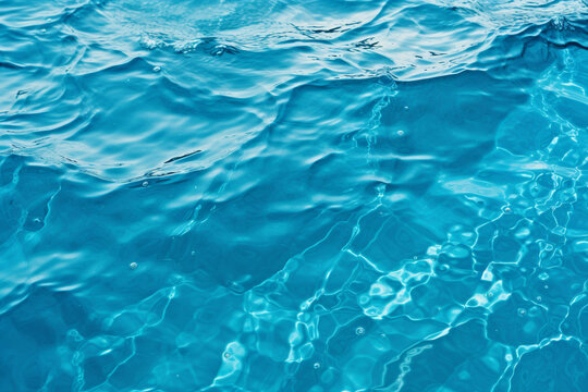 Calm blue ocean water surface waves background cutout Generative AI