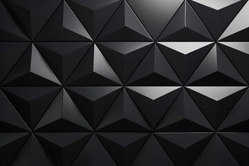  AI generated image of abstract dark wide black texture with geometric triangular 3d triangles pattern wall background banner