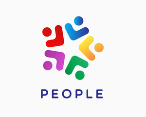 abstract people logo deign template. community logo design. creative hub. social connection logo vector