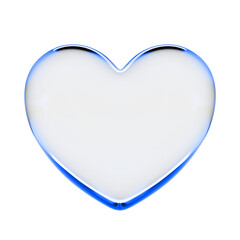 3d render of transparent blue glass heart. Isolated on transparent background. Png