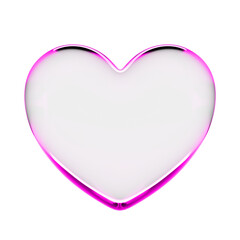 3d render of transparent pink glass heart. Isolated on transparent background. Png