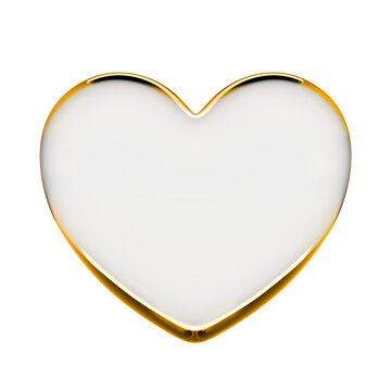 3d render of transparent yellow glass heart. Isolated on transparent background. Png