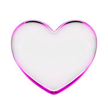3d render of transparent pink glass heart. Isolated on transparent background. Png