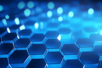 Generative ai collage image picture of honeycomb pattern template with futuristic neon glowing