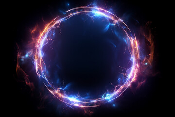 Obraz premium Generative ai collage image picture of mystical geometry figure with electricity lightning bolt neon light effect