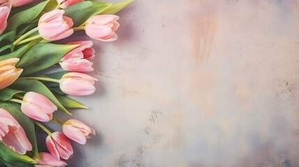 A bunch of pink tulips on a table
