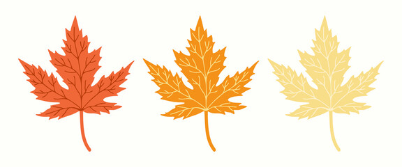 Fototapeta premium Maple leaves clip art elements on isolated background. Hand drawn background for Autumn harvest holiday, Thanksgiving, Halloween, seasonal, textile, scrapbooking.