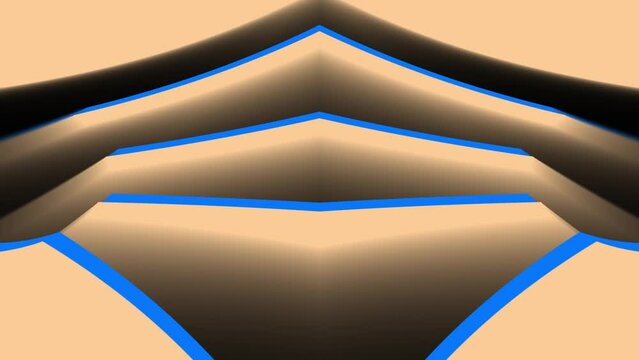 modern warping and bending animation with cream color with blue lines moving. Mirrored background