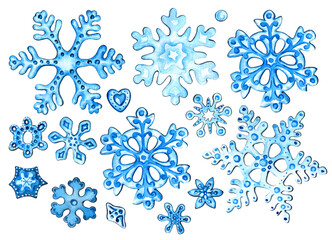 Christmas Snowflake. Winter Snowflake. Merry Christmas. Watercolor Illustration