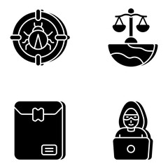 Pack of Cybercrime and Law Solid Icons

