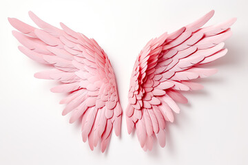 Pink wings on white background isolated 