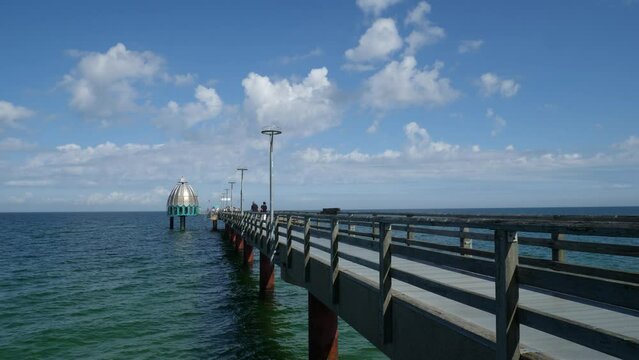 Zingst pier, Germany, Baltic Sea, with diving gondola