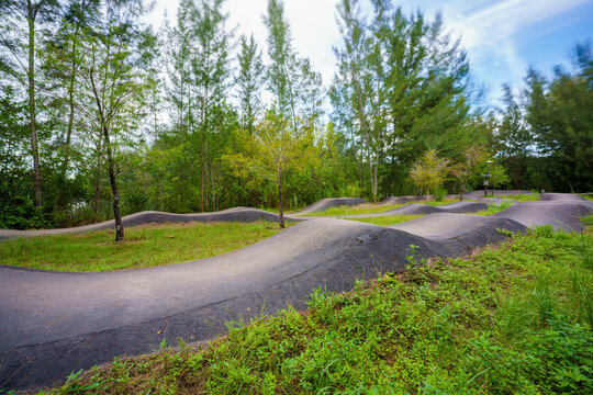 Mountain bike and bmx pump track at the park