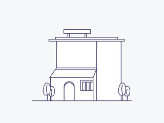 Minimalist Majesty: A Single-Line Building Illustration
