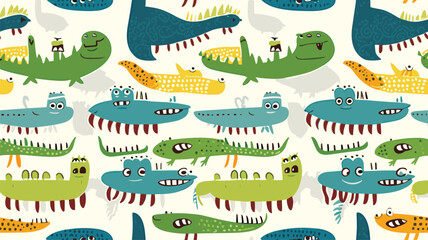 Crocodile cartoon pattern
