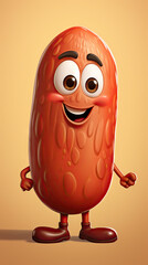 funny bean cartoon character illustration, learning card