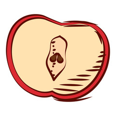 Isolated hand drawn slice of an apple Vector