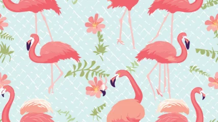 Foto auf Acrylglas Flamingo Seamless flamingo bird pattern
