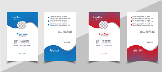 Modern ID Card Template with an author photo place | Office Id Card Layout | Employee Id Card for Your Business or Company | Blue and red color