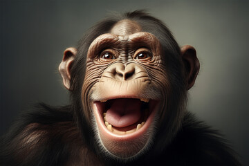 Close-up photo of funny ape in nature