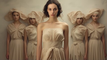 Naklejka premium A woman standing in front of a group of women