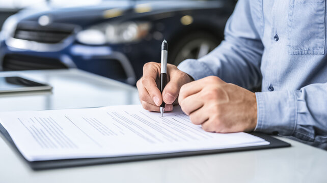 Auto insurance policy signature. Warranty or guarantee. Customer or salesman. 