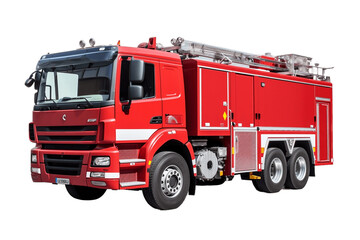 Fire Brigade Truck Isolated on Transparent Background Generative AI
