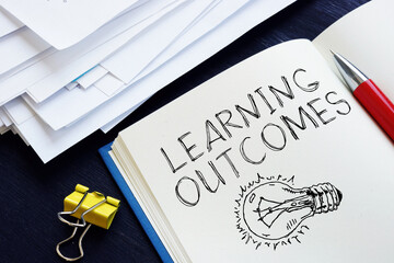 Learning outcomes are shown using the text