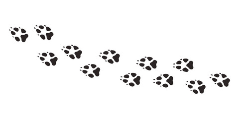 Fox paws. Animal paw prints, vector different animals footprints black on white illustration © spirka.art