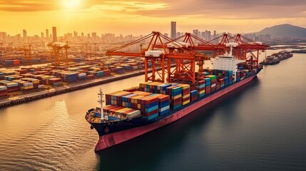 Fototapeta premium Modern System transportation and logistic import export , generative AI