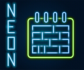 Glowing neon line Calendar icon isolated on black background. Event reminder symbol. Colorful outline concept. Vector