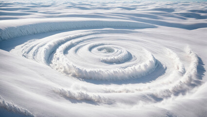 Fototapeta na wymiar The illustration shows spiraling snow whirlwinds rising from the ground, giving the impression of snow dancing in the air