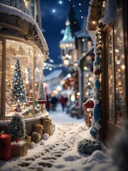 Fantasy winter wonderland, full of tiny details, bokeh, Christmas