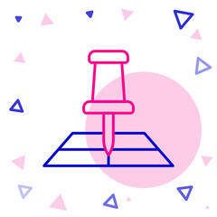 Line Folded map with location marker icon isolated on white background. Colorful outline concept. Vector