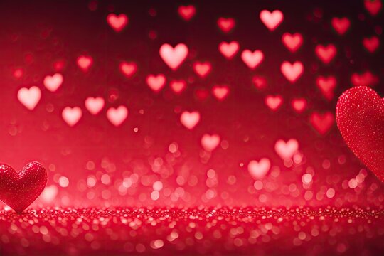 red and pink color hearts valentines day background. ai generative