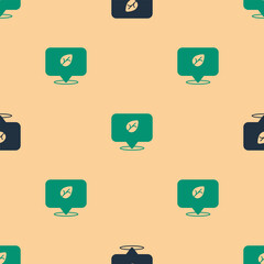 Green and black Vegan food diet icon isolated Green and black background. Organic, bio, eco symbol. Vegan, no meat, lactose free, healthy, fresh and nonviolent food. Vector