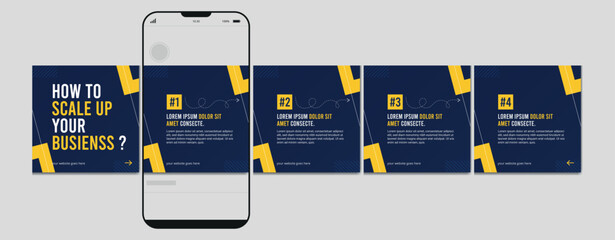 Set of Linkedin Carousel Post, editable social media Instagram carousel post, modern and creative business carousel post template, eps 10. © Graphaxil