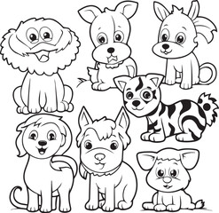 domestic animals coloring book page