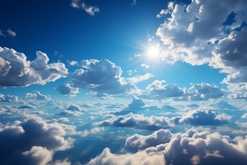 Fototapeta na wymiar sky with clouds and sunbeams