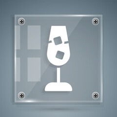 White Wine glass icon isolated on grey background. Wineglass sign. Square glass panels. Vector