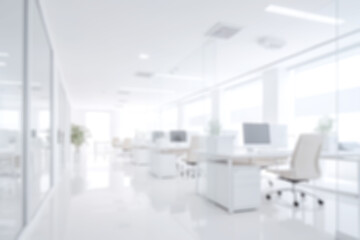 Bright Blurred Interior Of A Modern Office. Ai Generated
