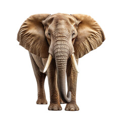 Elephant standalone 3d render character, Hyper Realistic isolated on transparent background.
