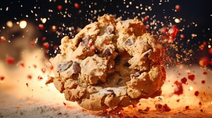 Exploding Christmas Cookie in macro shot - stock concepts