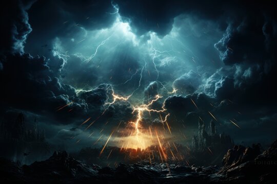 terrible thunderstorm on a summer day